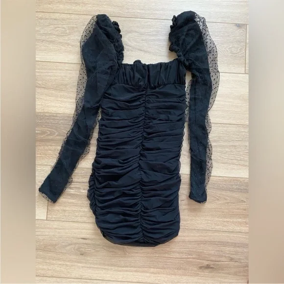 House of CB Elegant Black Long Sleeve Mini Dress Size S - Picture 12 of 12